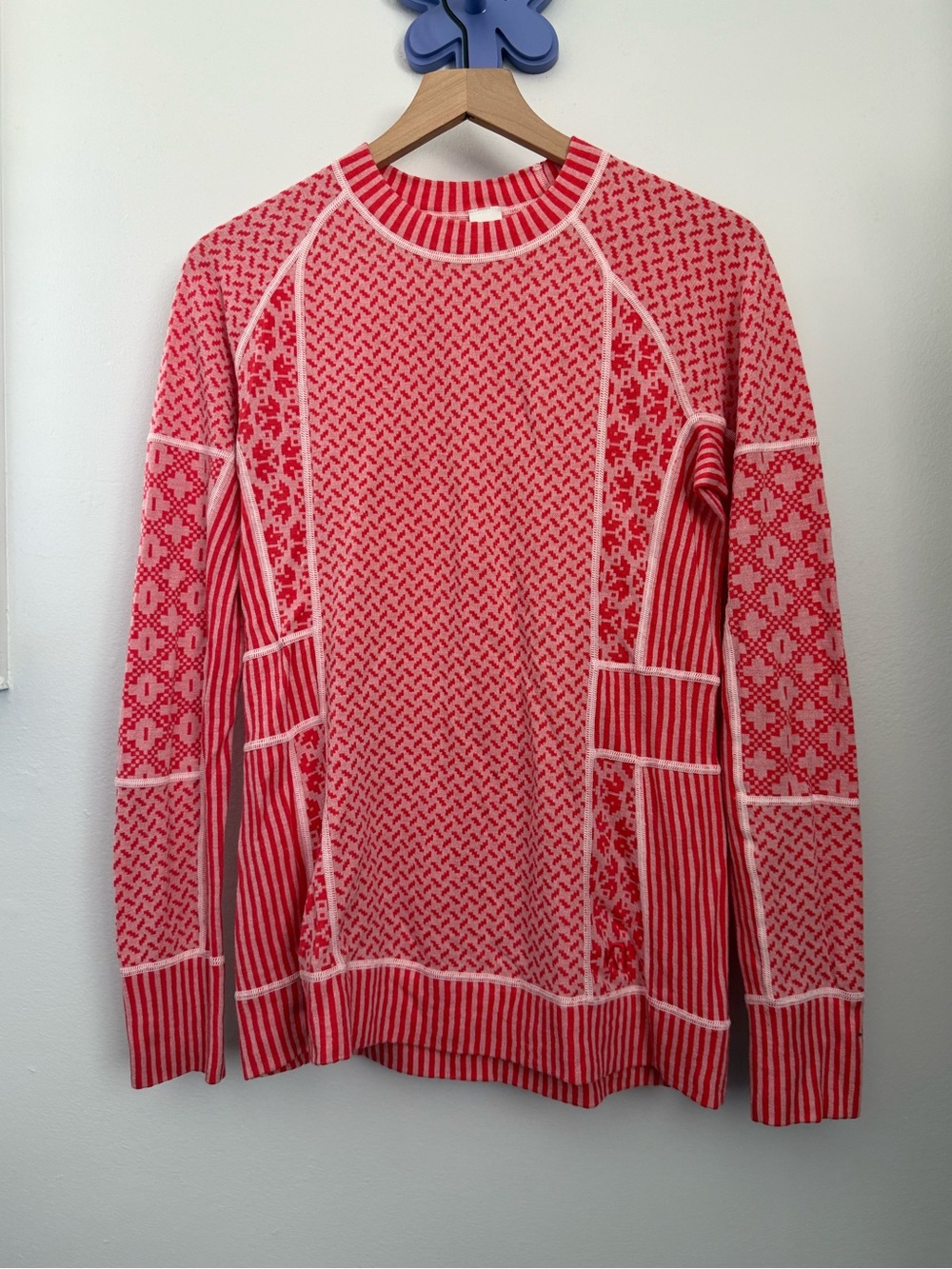 Kari Traa XL Smekker Long Sleeve Base Layer Gum Pink Red Merino Wool Hike